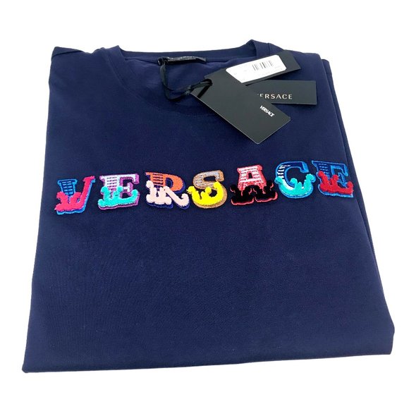 Brand New Versace Men’s Embroidered Logo T-shirt - Picture 2 of 6